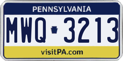 PA license plate MWQ3213