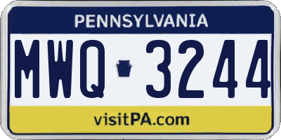 PA license plate MWQ3244