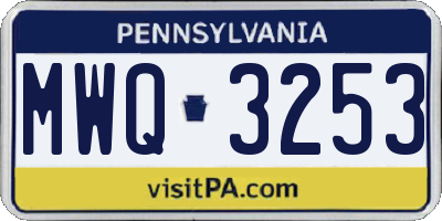 PA license plate MWQ3253