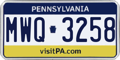 PA license plate MWQ3258