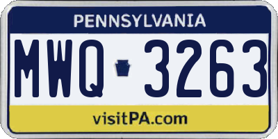 PA license plate MWQ3263
