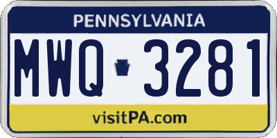 PA license plate MWQ3281