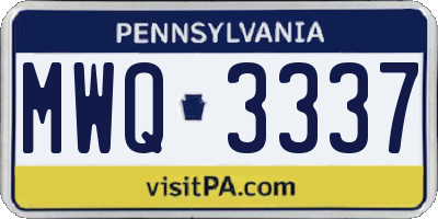 PA license plate MWQ3337