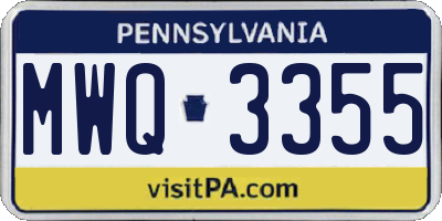 PA license plate MWQ3355