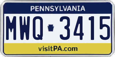 PA license plate MWQ3415