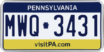 PA license plate MWQ3431