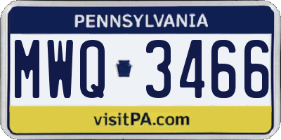 PA license plate MWQ3466