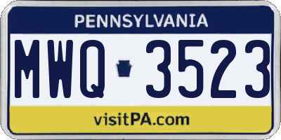 PA license plate MWQ3523