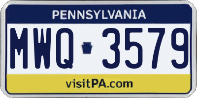 PA license plate MWQ3579