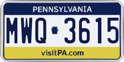 PA license plate MWQ3615