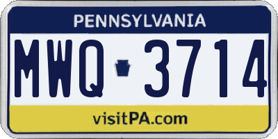 PA license plate MWQ3714