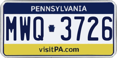 PA license plate MWQ3726