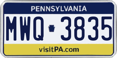PA license plate MWQ3835