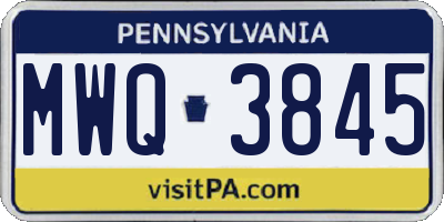 PA license plate MWQ3845