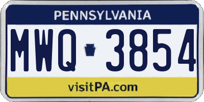 PA license plate MWQ3854