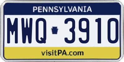PA license plate MWQ3910