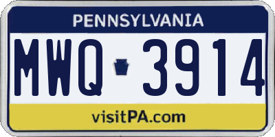 PA license plate MWQ3914