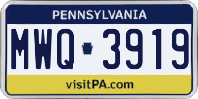 PA license plate MWQ3919