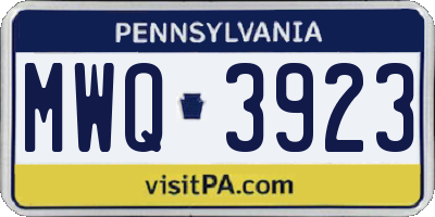 PA license plate MWQ3923