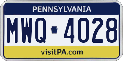 PA license plate MWQ4028