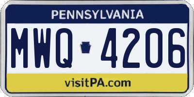 PA license plate MWQ4206