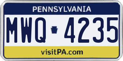 PA license plate MWQ4235