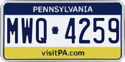 PA license plate MWQ4259