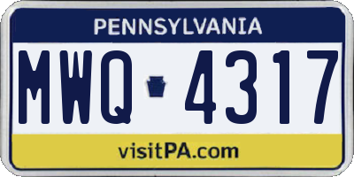 PA license plate MWQ4317