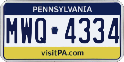 PA license plate MWQ4334