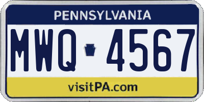 PA license plate MWQ4567