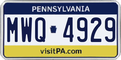 PA license plate MWQ4929