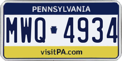 PA license plate MWQ4934