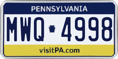 PA license plate MWQ4998