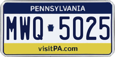PA license plate MWQ5025