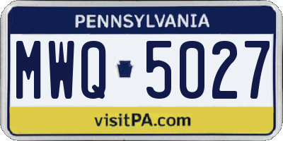 PA license plate MWQ5027