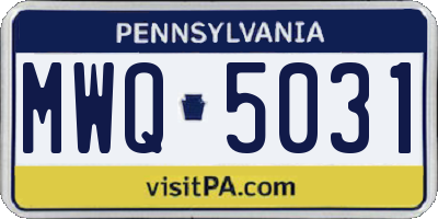 PA license plate MWQ5031
