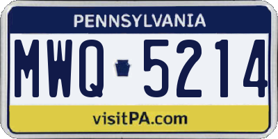 PA license plate MWQ5214