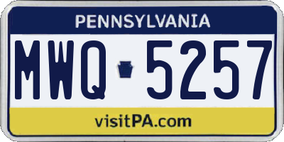 PA license plate MWQ5257