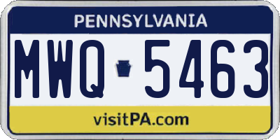 PA license plate MWQ5463
