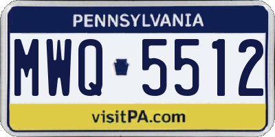 PA license plate MWQ5512