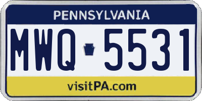 PA license plate MWQ5531