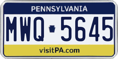 PA license plate MWQ5645