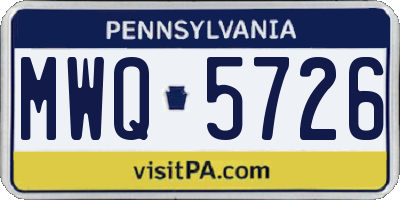 PA license plate MWQ5726