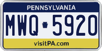PA license plate MWQ5920