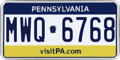 PA license plate MWQ6768