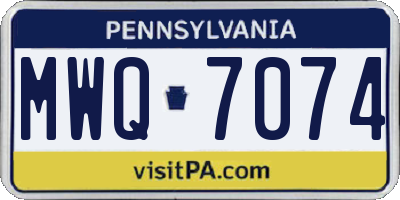 PA license plate MWQ7074