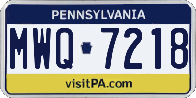 PA license plate MWQ7218