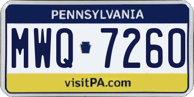 PA license plate MWQ7260