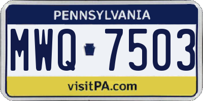 PA license plate MWQ7503