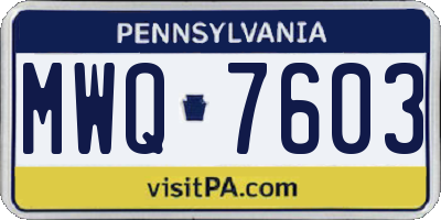 PA license plate MWQ7603